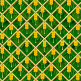 South Indian Backdrop: Texture of Banana leaf with marigold tassels